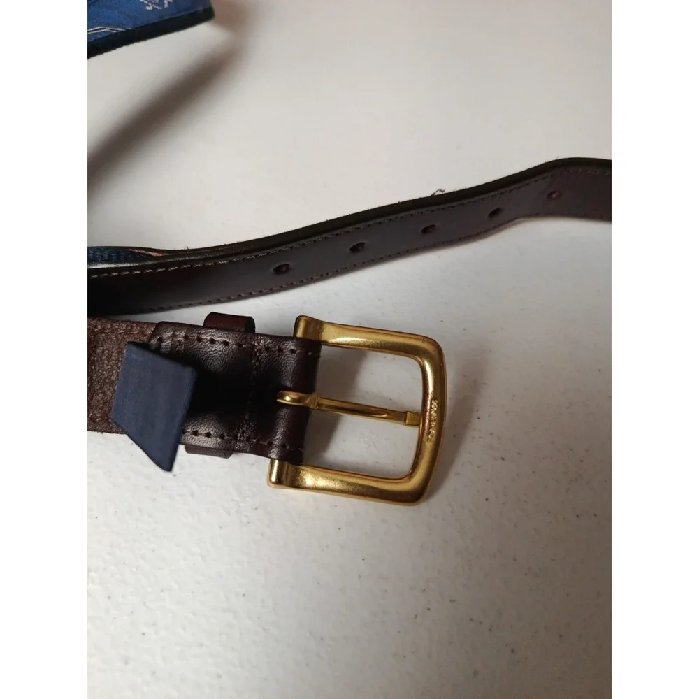 Manufacturers Golf Country Vineyard Vines LEATHER Ribbon Belt 40 Blue